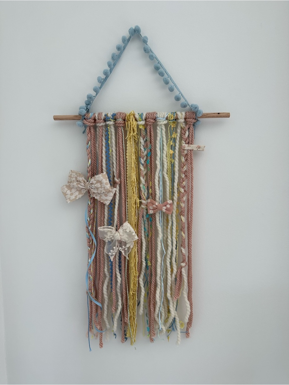 Handmade Boho Bow Wall Hanging for baby girl nursery